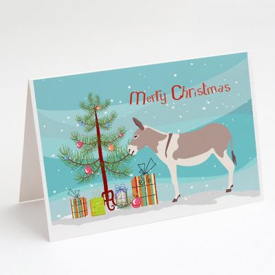 Caroline's Treasures Christmas, Australian Teamster Donkey Christmas Greeting Cards and Envelopes Pack of 8, 7 x 5, Farm Animals Image 1