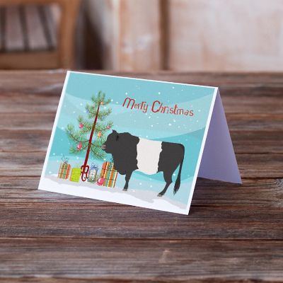 Caroline's Treasures Christmas, Belted Galloway Cow Christmas Greeting Cards and Envelopes Pack of 8, 7 x 5, Farm Animals Image 1
