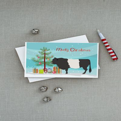 Caroline's Treasures Christmas, Belted Galloway Cow Christmas Greeting Cards and Envelopes Pack of 8, 7 x 5, Farm Animals Image 2
