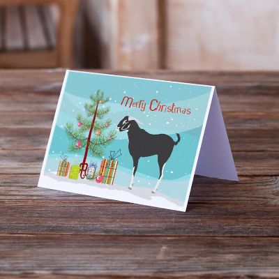 Caroline's Treasures Christmas, Black Bengal Goat Christmas Greeting Cards and Envelopes Pack of 8, 7 x 5, Farm Animals Image 1