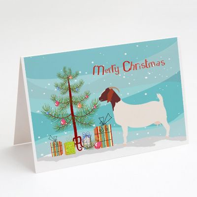 Caroline's Treasures Christmas, Boer Goat Christmas Greeting Cards and Envelopes Pack of 8, 7 x 5, Farm Animals Image 1