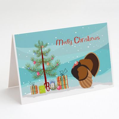 Caroline's Treasures Christmas, Bronze Turkey Christmas Greeting Cards and Envelopes Pack of 8, 7 x 5, Farm Animals Image 1