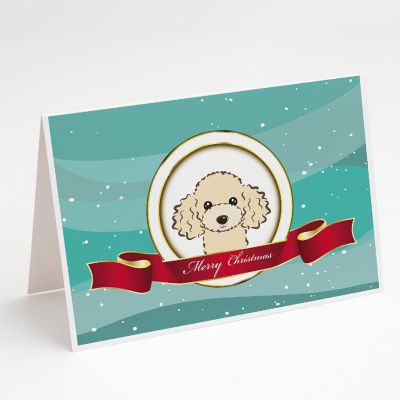 Caroline's Treasures Christmas, Buff Poodle Merry Christmas Greeting Cards and Envelopes Pack of 8, 7 x 5, Dogs Image 1