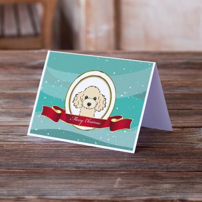 Caroline's Treasures Christmas, Buff Poodle Merry Christmas Greeting Cards and Envelopes Pack of 8, 7 x 5, Dogs Image 1
