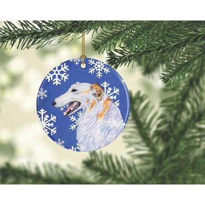 Caroline's Treasures, Christmas Ceramic Ornament, Dogs, Borzoi/Russian Wolfhound, 2.8x2.8 Image 1
