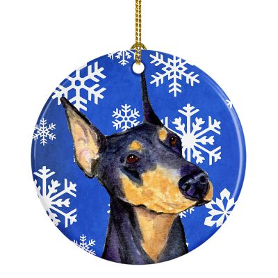 Caroline's Treasures, Christmas Ceramic Ornament, Dogs, Doberman Pinscher, 2.8x2.8 Image 1