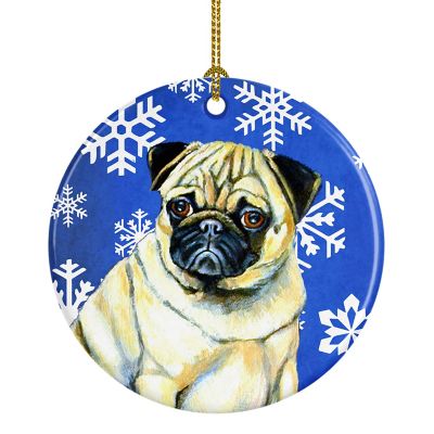 Caroline's Treasures, Christmas Ceramic Ornament, Dogs, Pug, 2.8x2.8 Image 1