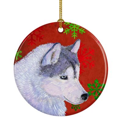 Caroline's Treasures, Christmas Ceramic Ornament, Dogs, Siberian Husky, 2.8x2.8 Image 1