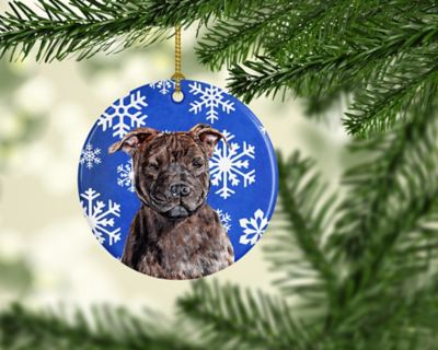 Caroline's Treasures, Christmas Ceramic Ornament, Dogs, Staffordshire Bull Terrier, 2.8x2.8 Image 1