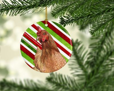 Caroline's Treasures, Christmas Ceramic Ornament, Farm Animals, Chicken, 2.8x2.8 Image 1
