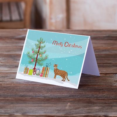 Caroline's Treasures Christmas, Cheetoh #1 Cat Merry Christmas Greeting Cards and Envelopes Pack of 8, 7 x 5, Cats Image 1