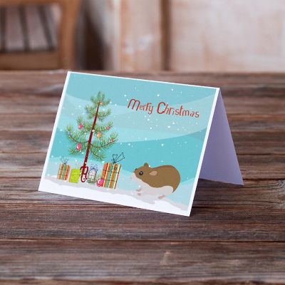 Caroline's Treasures Christmas, Chinese Hamster Merry Christmas Greeting Cards and Envelopes Pack of 8, 7 x 5, Rodents Image 1