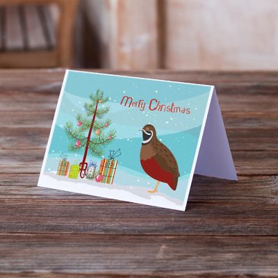 Caroline's Treasures Christmas, Chinese Painted or King Quail Christmas Greeting Cards and Envelopes Pack of 8, 7 x 5, Birds Image 1