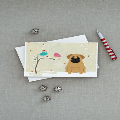 Caroline's Treasures Christmas, Christmas Presents between Friends Pug - Brown Greeting Cards and Envelopes Pack of 8, 7 x 5, Dogs Image 2