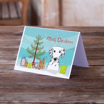 Caroline's Treasures Christmas, Christmas Tree and Dalmatian Greeting Cards and Envelopes Pack of 8, 7 x 5, Dogs Image 1
