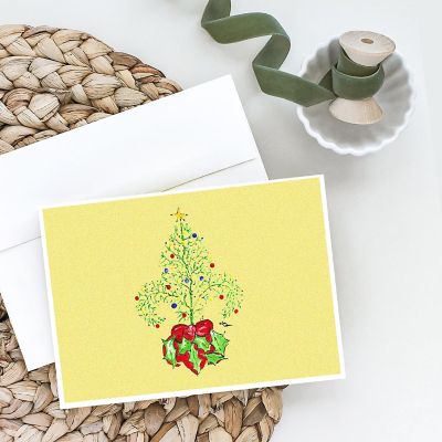 Caroline's Treasures Christmas, Christmas Tree Fleur de lis Greeting Cards and Envelopes Pack of 8, 7 x 5, New Orleans Image 1