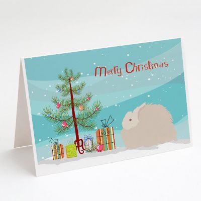 Caroline's Treasures Christmas, Fluffy Angora Rabbit Christmas Greeting Cards and Envelopes Pack of 8, 7 x 5, Farm Animals Image 1