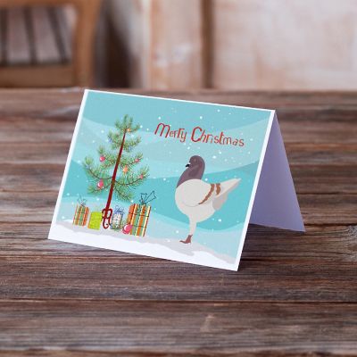 Caroline's Treasures Christmas, German Modena Pigeon Christmas Greeting Cards and Envelopes Pack of 8, 7 x 5, Birds Image 1