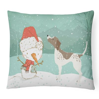 Caroline's Treasures Christmas, German Shorthair Snowman Christmas Canvas Fabric Decorative Pillow, 12 x 16, Dogs Image 1