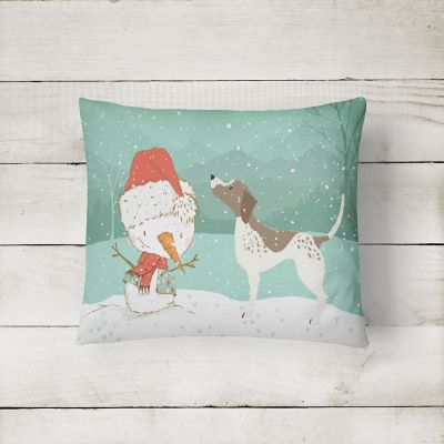 Caroline's Treasures Christmas, German Shorthair Snowman Christmas Canvas Fabric Decorative Pillow, 12 x 16, Dogs Image 1