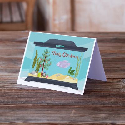 Caroline's Treasures Christmas, Giant Gourami Merry Christmas Greeting Cards and Envelopes Pack of 8, 7 x 5, Fish Image 1