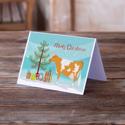 Caroline's Treasures Christmas, Guernsey Cow Christmas Greeting Cards and Envelopes Pack of 8, 7 x 5, Farm Animals Image 1