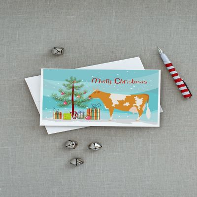 Caroline's Treasures Christmas, Guernsey Cow Christmas Greeting Cards and Envelopes Pack of 8, 7 x 5, Farm Animals Image 2