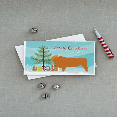 Caroline's Treasures Christmas, Highland Cow Christmas Greeting Cards and Envelopes Pack of 8, 7 x 5, Farm Animals Image 2