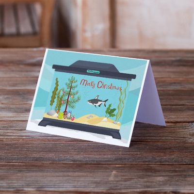 Caroline's Treasures Christmas, Iridescent Shark Merry Christmas Greeting Cards and Envelopes Pack of 8, 7 x 5, Fish Image 1
