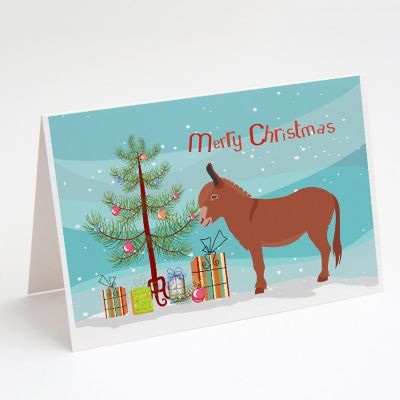 Caroline's Treasures Christmas, Irish Donkey Christmas Greeting Cards and Envelopes Pack of 8, 7 x 5, Farm Animals Image 1
