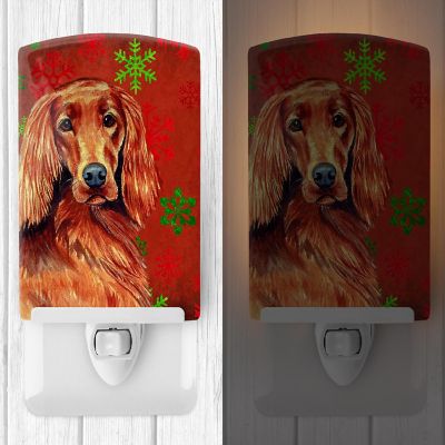 Caroline's Treasures Christmas, Irish Setter Red and Green Snowflakes Holiday Christmas Ceramic Night Light, 4 x 6, Dogs Image 1