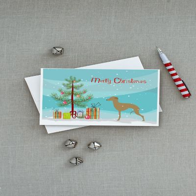 Caroline's Treasures Christmas, Italian Greyhound Merry Christmas Tree Greeting Cards and Envelopes Pack of 8, 7 x 5, Dogs Image 2