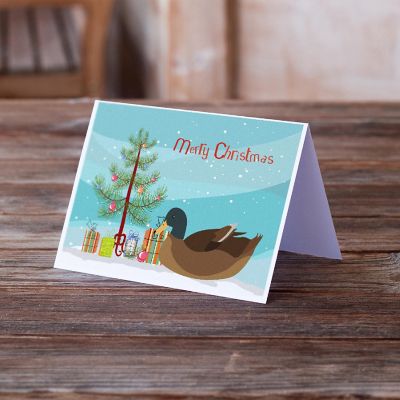Caroline's Treasures Christmas, Khaki Campbell Duck Christmas Greeting Cards and Envelopes Pack of 8, 7 x 5, Birds Image 1