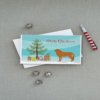 Caroline's Treasures Christmas, Leonberger Merry Christmas Tree Greeting Cards and Envelopes Pack of 8, 7 x 5, Dogs Image 2