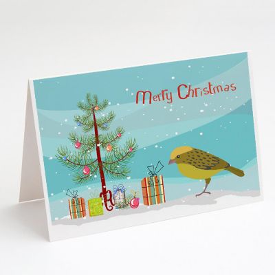Caroline's Treasures Christmas, Lizard Canary Merry Christmas Greeting Cards and Envelopes Pack of 8, 7 x 5, Birds Image 1