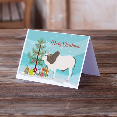 Caroline's Treasures Christmas, Malvi Cow Christmas Greeting Cards and Envelopes Pack of 8, 7 x 5, Farm Animals Image 1