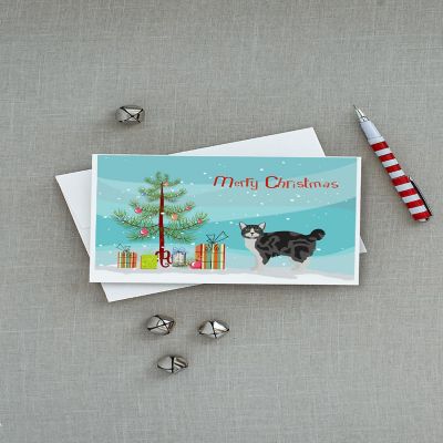 Caroline's Treasures Christmas, Manx #1 Cat Merry Christmas Greeting Cards and Envelopes Pack of 8, 7 x 5, Cats Image 2