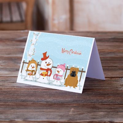Caroline's Treasures Christmas, Merry Christmas Carolers English Bulldog Red Greeting Cards and Envelopes Pack of 8, 7 x 5, Dogs Image 1