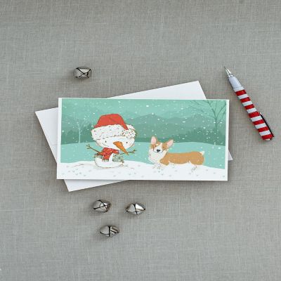 Caroline's Treasures Christmas, Pembroke Corgi Snowman Christmas Greeting Cards and Envelopes Pack of 8, 7 x 5, Dogs Image 2