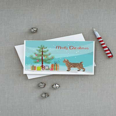 Caroline's Treasures Christmas, Pixie Bob #2 Cat Merry Christmas Greeting Cards and Envelopes Pack of 8, 7 x 5, Cats Image 2
