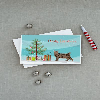 Caroline's Treasures Christmas, Pixie Bob #3 Cat Merry Christmas Greeting Cards and Envelopes Pack of 8, 7 x 5, Cats Image 2