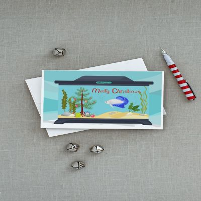 Caroline's Treasures Christmas, Plakat Betta Merry Christmas Greeting Cards and Envelopes Pack of 8, 7 x 5, Fish Image 2