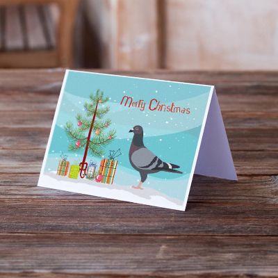 Caroline's Treasures Christmas, Racing Pigeon Christmas Greeting Cards and Envelopes Pack of 8, 7 x 5, Birds Image 1