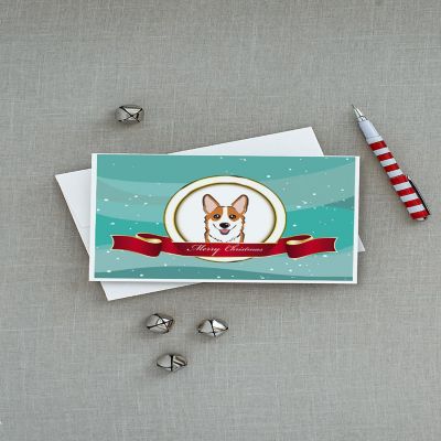 Caroline's Treasures Christmas, Red Corgi Merry Christmas Greeting Cards and Envelopes Pack of 8, 7 x 5, Dogs Image 2
