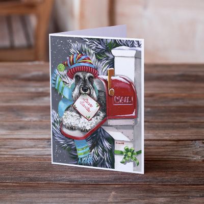 Caroline's Treasures Christmas, Schnauzer Christmas Letter to Santa Greeting Cards and Envelopes Pack of 8, 7 x 5, Dogs Image 1