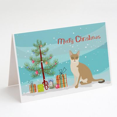 Caroline's Treasures Christmas, Singapura #1 Cat Merry Christmas Greeting Cards and Envelopes Pack of 8, 7 x 5, Cats Image 1