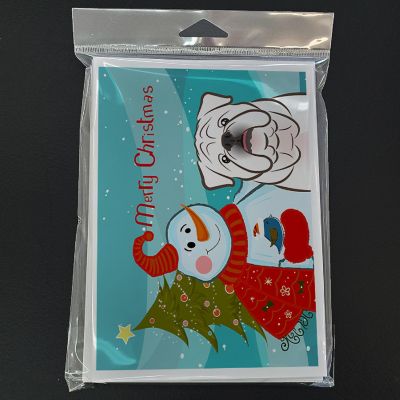 Caroline's Treasures Christmas, Snowman with White English Bulldog  Greeting Cards and Envelopes Pack of 8, 7 x 5, Dogs Image 2