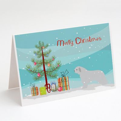 Caroline's Treasures Christmas, Spanish Water Dog Merry Christmas Tree Greeting Cards and Envelopes Pack of 8, 7 x 5, Dogs Image 1