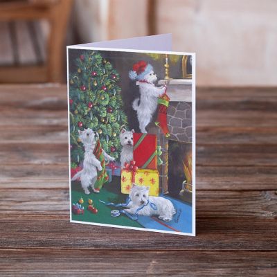 Caroline's Treasures Christmas, Westie Christmas Decorating Greeting Cards and Envelopes Pack of 8, 7 x 5, Dogs Image 1