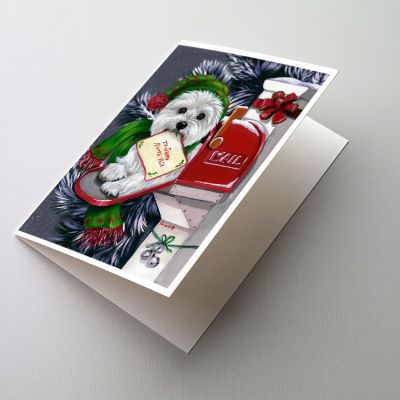 Caroline's Treasures Christmas, Westie Christmas Letter to Santa Greeting Cards and Envelopes Pack of 8, 7 x 5, Dogs Image 1